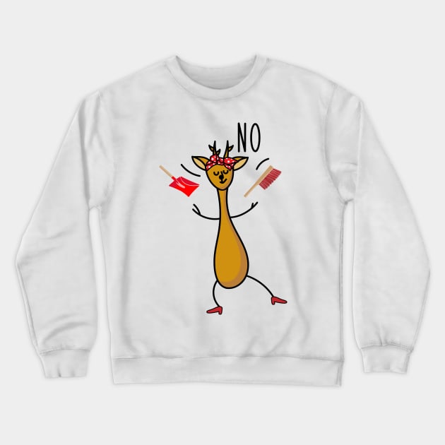 Funny woman deer says no Crewneck Sweatshirt by spontania